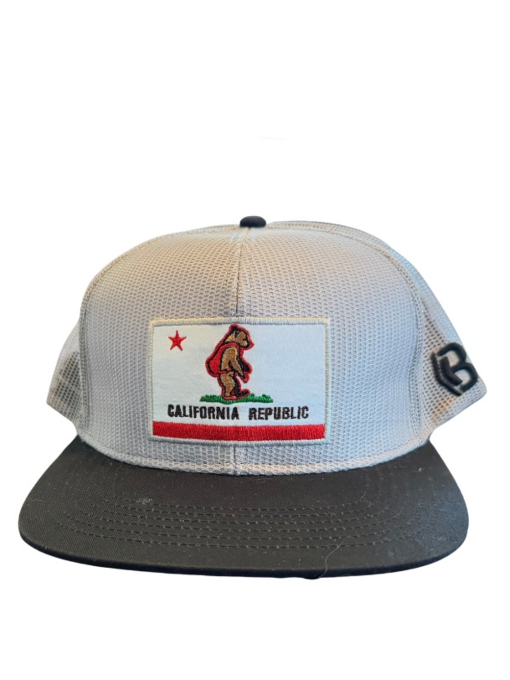 California Republic Patch Snapback Hat in Light Gray and Black